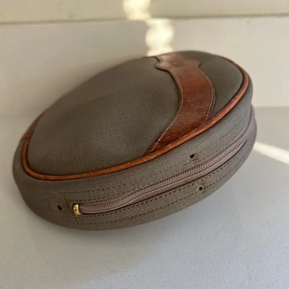 Christian Dior Vintage Canvas Leather Oval Cosmetic Bag - Picture 3 of 8
